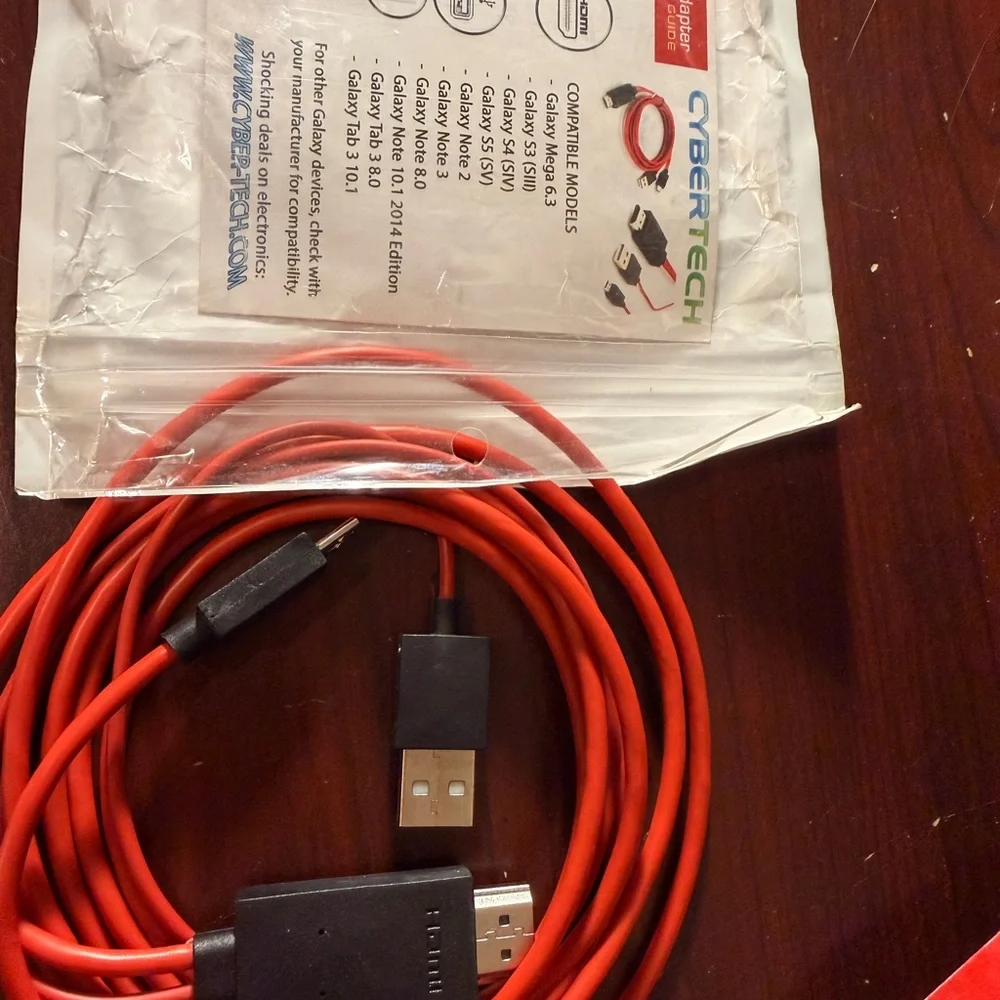 Red HDMI to USB/micro usb Cable